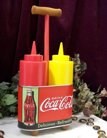 Coke Bottle Mustard & Ketchup Caddy