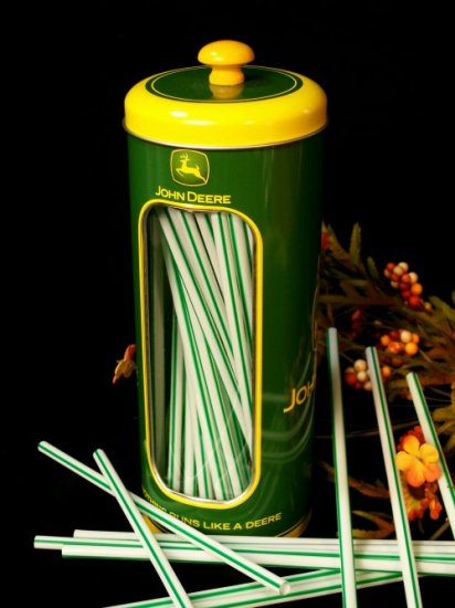 John Deere Straw Holder Tin
