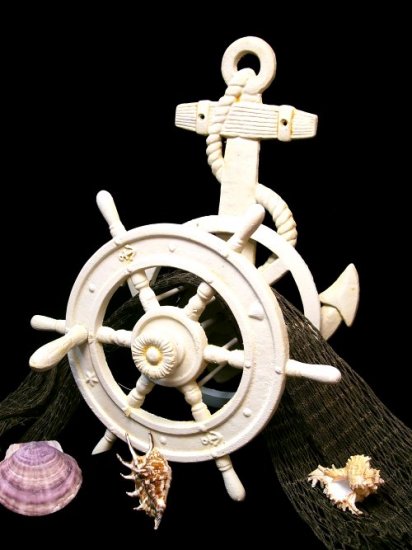 Nautical Ship Wheel & Anchor Hose Reel
