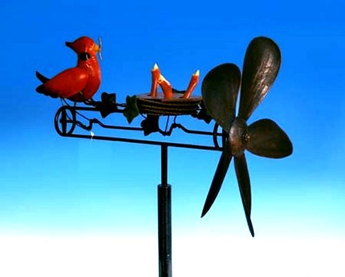 Tin Metal Whirly-Gig - "Mama Bird"