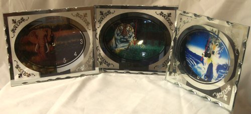 Clock Wildlife Set/3 (Elephant, Tiger, Wolf)