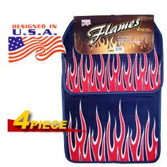 Red Flames Universal Carpet Car Floor Mat Set (4 Pcs)