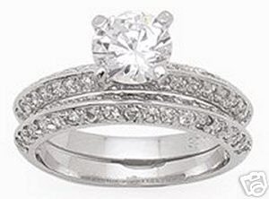 2.18ct BRILLIANT CUT SIMULATED DIAMOND ENGAGEMENT WEDDING RING SET