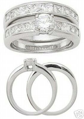2.51ct BRILLIANT CUT SIMULATED DIAMOND ENGAGEMENT WEDDING RING SET