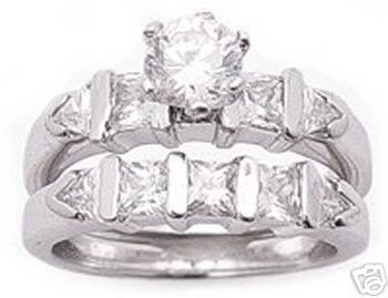 2.60ct BRILLIANT CUT SIMULATED DIAMOND ENGAGEMENT WEDDING RING SET