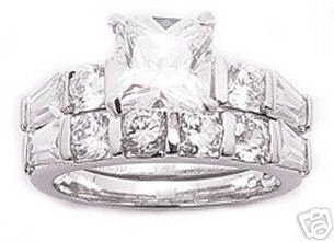 2.75ct PRINCESS CUT SIMULATED DIAMOND ENGAGEMENT WEDDING RING SET