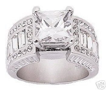 3.42ct PRINCESS CUT SIMULATED DIAMOND ENGAGEMENT WEDDING RING