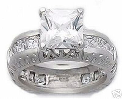 3.60ct PRINCESS CUT SIMULATED DIAMOND ENGAGEMENT WEDDING RING
