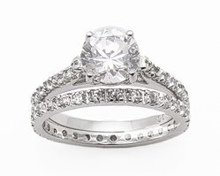 2.95ct BRILLIANT CUT SIMULATED DIAMOND ENGAGEMENT WEDDING RING SET