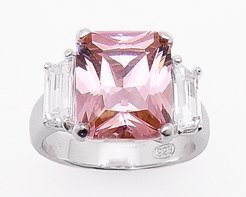4.95ct EMERALD-CUT PINK SIMULATED DIAMOND ENGAGEMENT WEDDING RING
