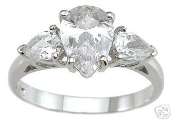 2.05ct PEAR CUT SIMULATED DIAMOND ENGAGEMENT WEDDING RING