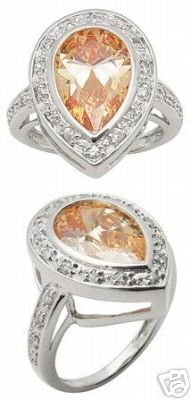 2.31ct CHAMPAGNE SIMULATED DIAMOND ENGAGEMENT WEDDING RING