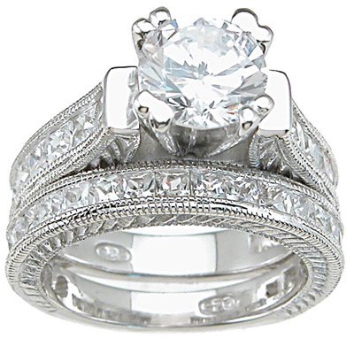 2.50ct BRILLIANT CUT SIMULATED DIAMOND ENGAGEMENT WEDDING RING SET