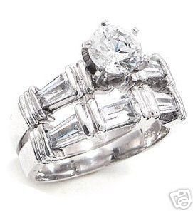 2.14ct BRILLIANT CUT SIMULATED DIAMOND ENGAGEMENT WEDDING RING SET