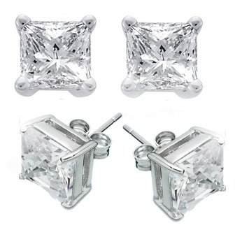 1.0ct PRINCESS CUT SIMULATED DIAMOND EARRINGS