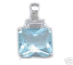 BEAUTIFUL 3.29 CARAT SKY BLUE PRINCESS CUT PENDANT