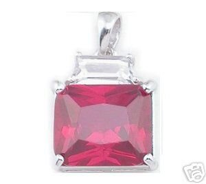 BEAUTIFUL 3.29 CARAT RED PRINCESS CUT PENDANT