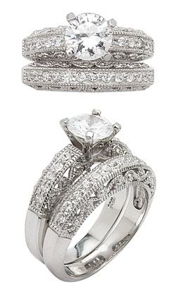 2.77ct BRILLIANT CUT SIMULATED DIAMOND ENGAGEMENT WEDDING RING SET