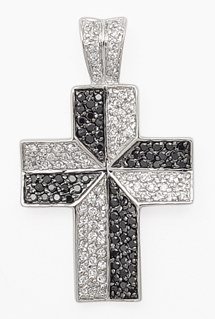 WHITE AND BLACK CZ CROSS PENDANT