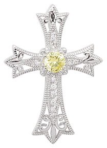 YELLOW CZ CROSS PENDANT