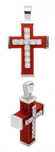 BRICK RESIN SQUARE CZ CROSS PEND