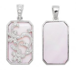 PINK M.O.P. CZ FLORAL CUTOUT PENDANT