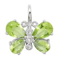 LT GREEN CZ BUTTERFLY PENDANT