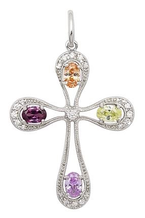 MULTI COLOR CZ CROSS PENDANT