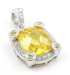 FINE CZ PENDANT WITH LG YELLOW STONE