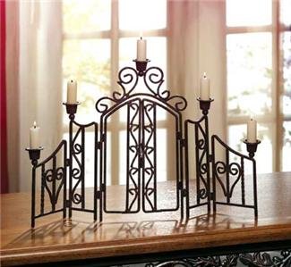 Scrollwork Candleholder Screen - unique tabletopper!