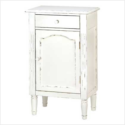 Graceful White Antiqued Cabinet - nightstand, hall cabinet, bathroom cabinet.