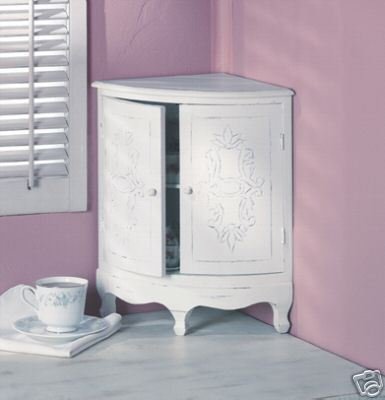 Shabby Corner Curio Cabinet - corner cabinet - wood cabinet.