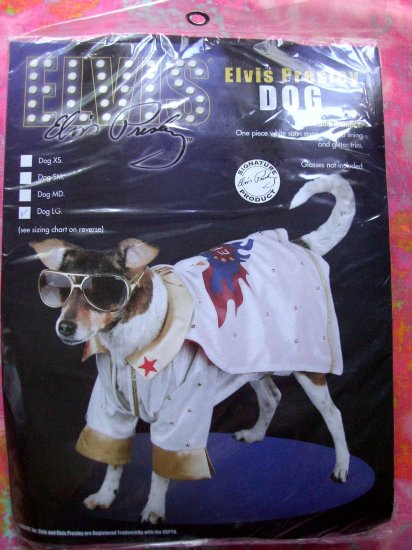 SOLD! New White ELVIS PRESLEY COSTUME for your Dog with Cape Size LARGE NIP