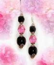 Pink & Black Bead Earrings