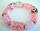 Spotted Pink Bead Bracelet