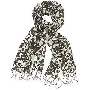 Chocolate Floral Woven Scarf