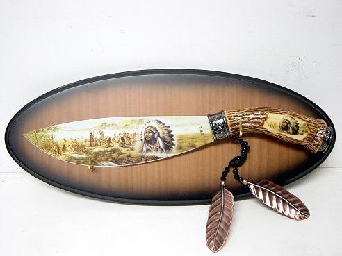 Native American Hand Painted Knife w/ Plaque KS5802I Free Shipping