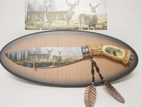 Deer Knife Hand Painted w/ Plaque KS-5802DR Free Shipping