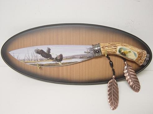 Wild Life Eagles Hand Painted Blade w/ Plaque KS-5802E Free Shipping