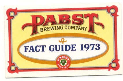 Pabst Blue Ribbon Beer Fact Guide Booklet PBR 1973
