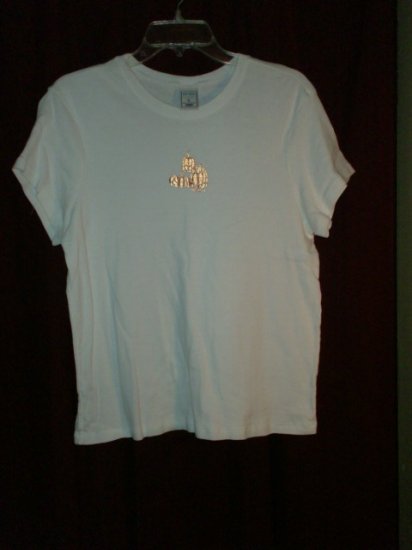 Old Navy T-shirt, White w/ gold pumpkins, Size XL, Nearly New
