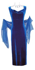 Velvet Dress, Women Party Wear Royal Blue