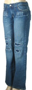 LJ 777 - Junior Worn Look Stretch Jeans with Frayed Hems & Patches