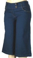 1039JP-DBDCP60- Junior Capri Length Stretch Jeans with Metal Rivets & Pocket Embroidery
