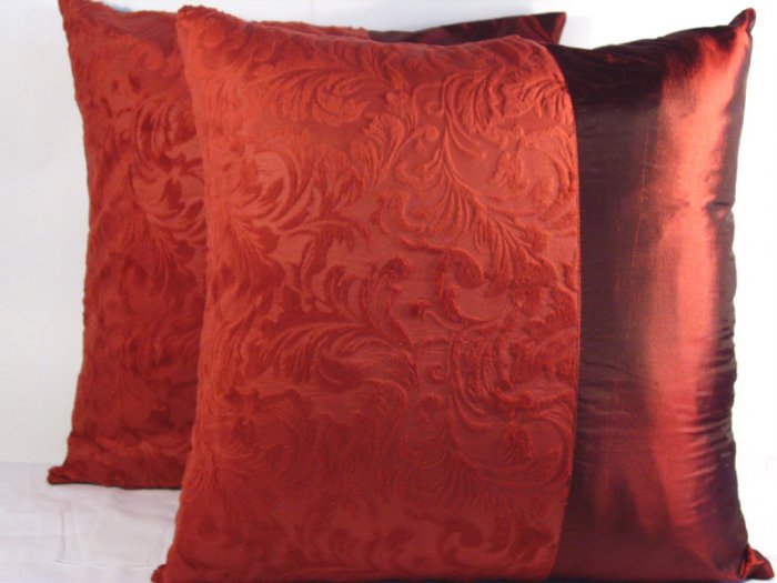 Duo Toile Pillow Cushion Cover 20" Burgundy
