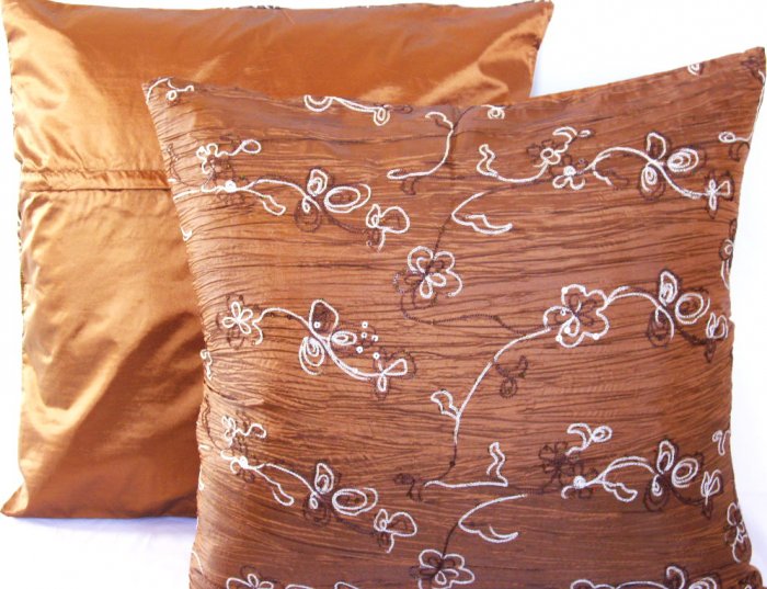 Beaded Sequins Sofa Pillow Cushion Covers 24" Brown