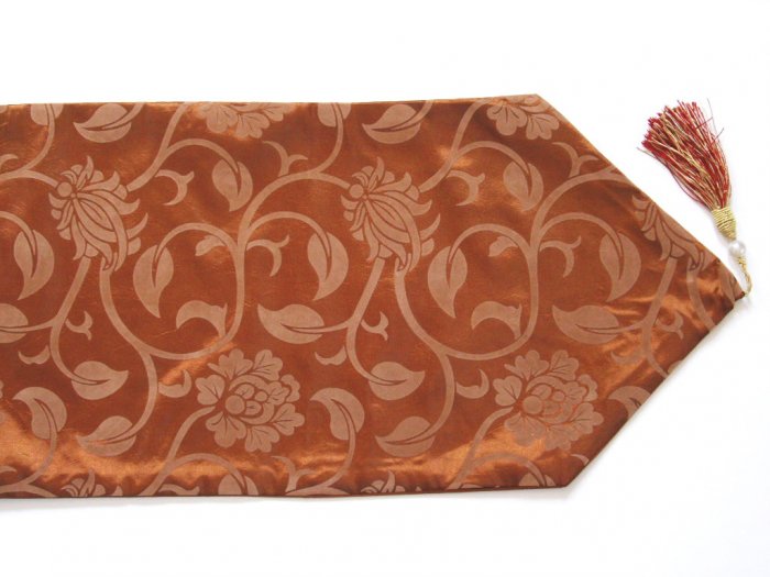 Floral Leaves Table Runner 71" Bronze