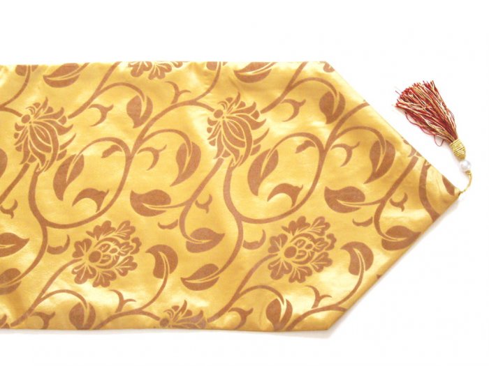 Floral Leaves Table Runner 71" Gold