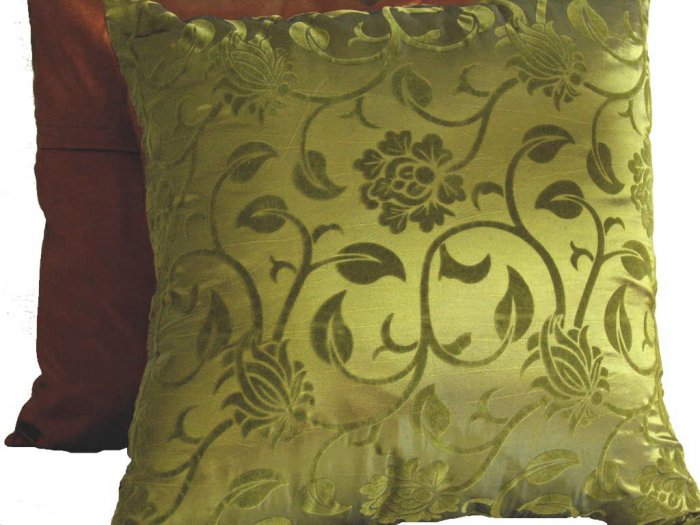 Floral Leaves Pillow Cushion Cover 19" Green/Brown