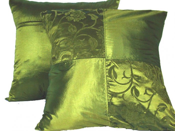 Quad FloralLeaves Pillow Cushion Cover 20" Olive Green